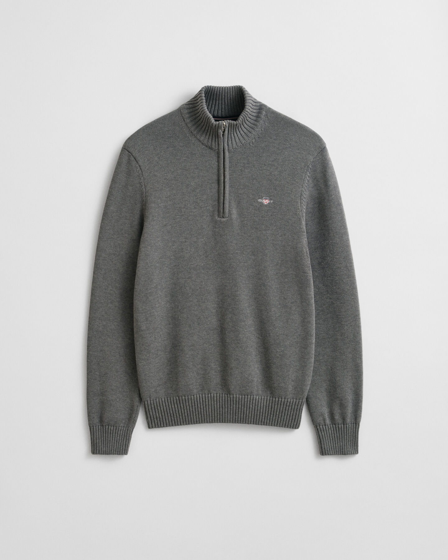 Afslappet sweater i bomuld med halv lynlås