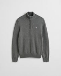 Afslappet sweater i bomuld med halv lynlås