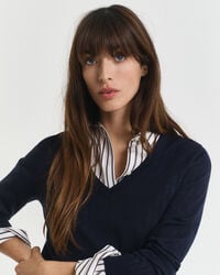 Sweater med V-hals sweater af ekstra fin merinould