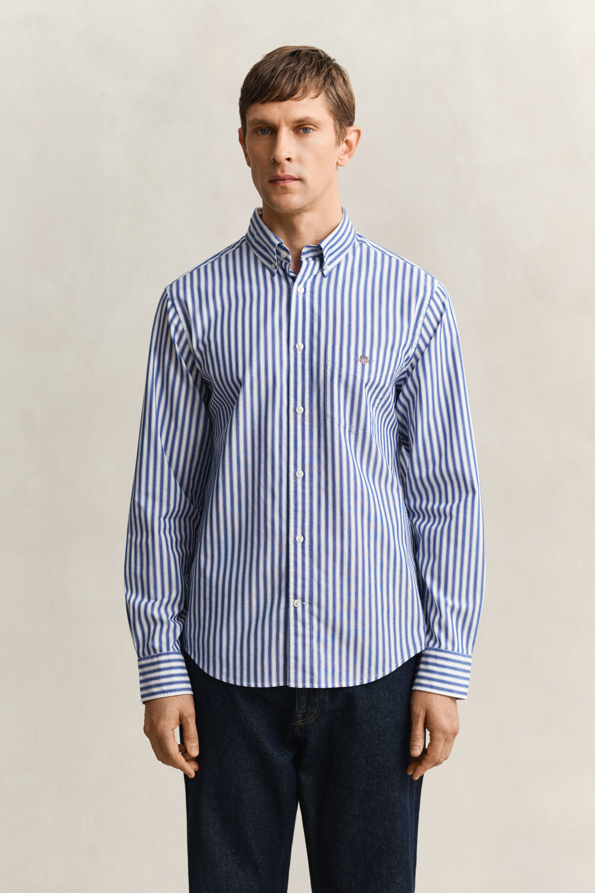 Stribet klassisk poplin-skjorte