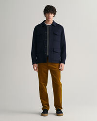 Ribstrikket crewneck sweater af bomuld og uld