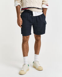 Regular fit cargo-shorts af hør