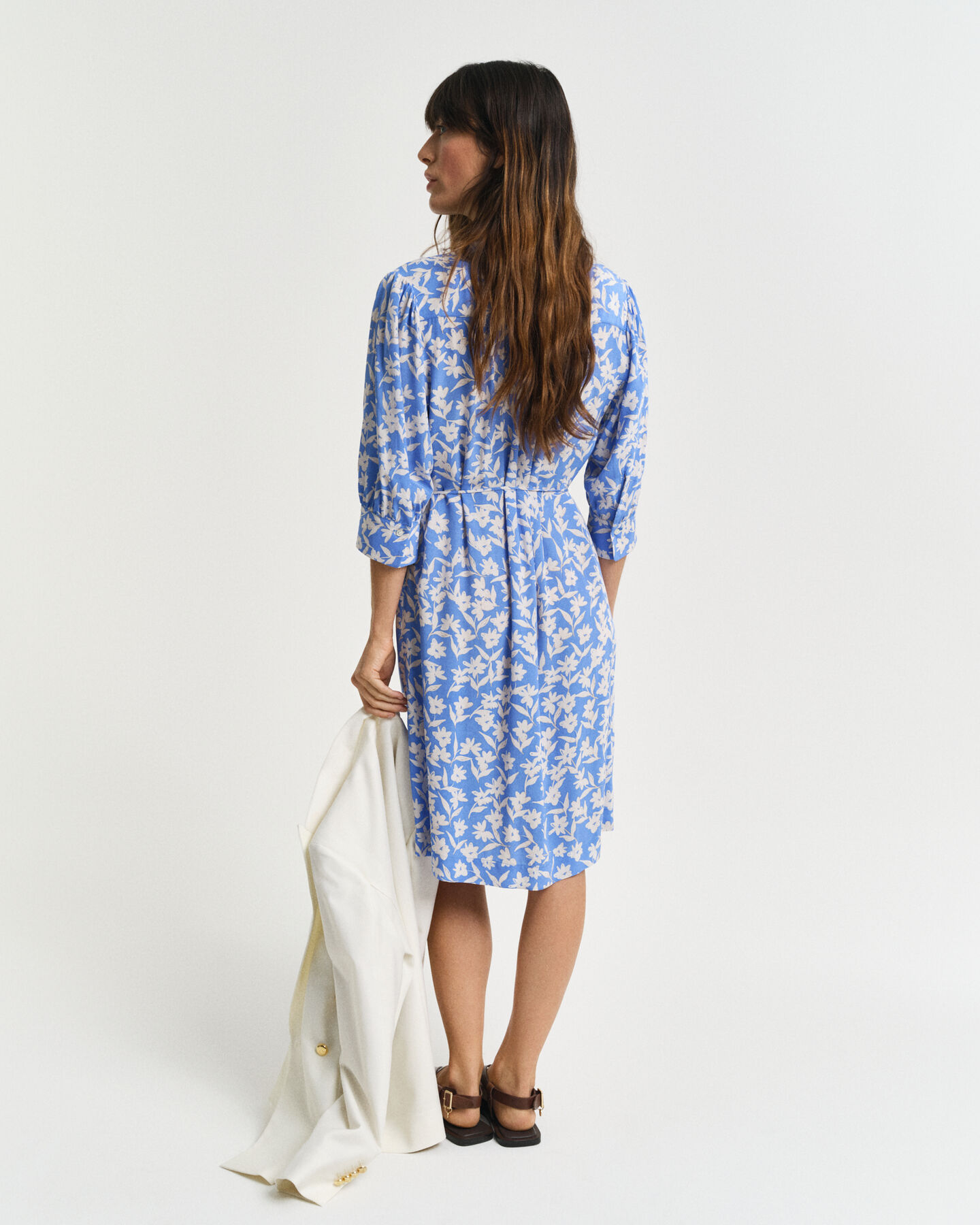 Skjortekjole med blomstertryk