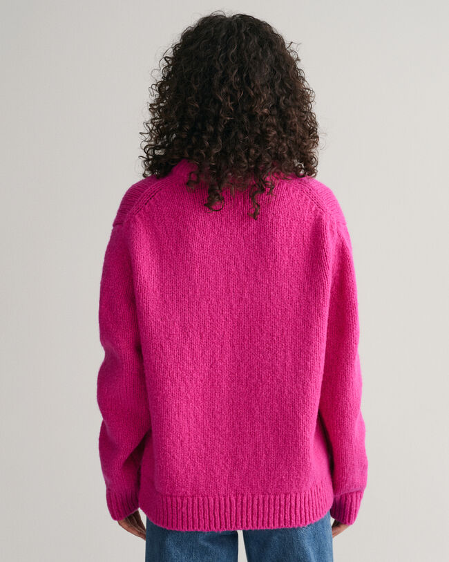 Crewneck sweater i boucl&eacute;-uld