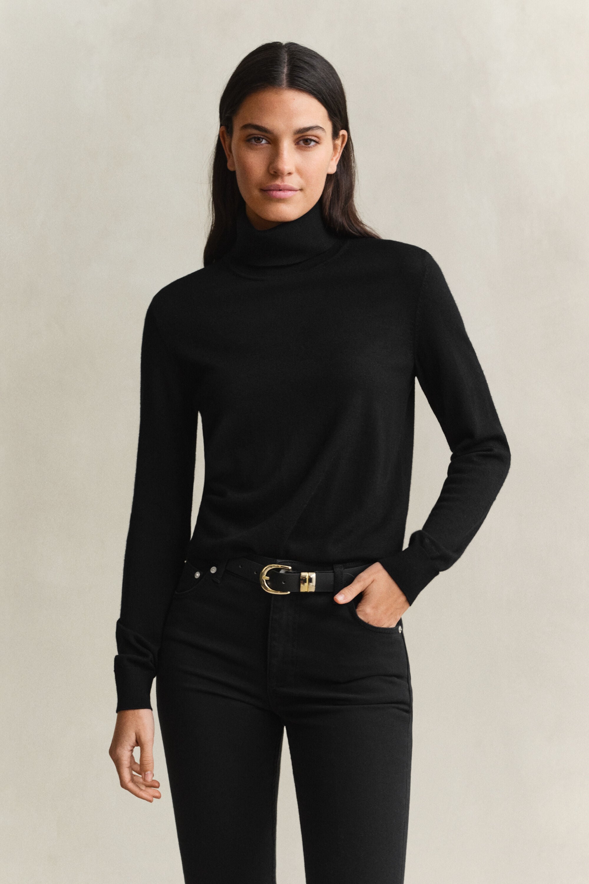 Rullekrave sweater af ekstra fin merinould
