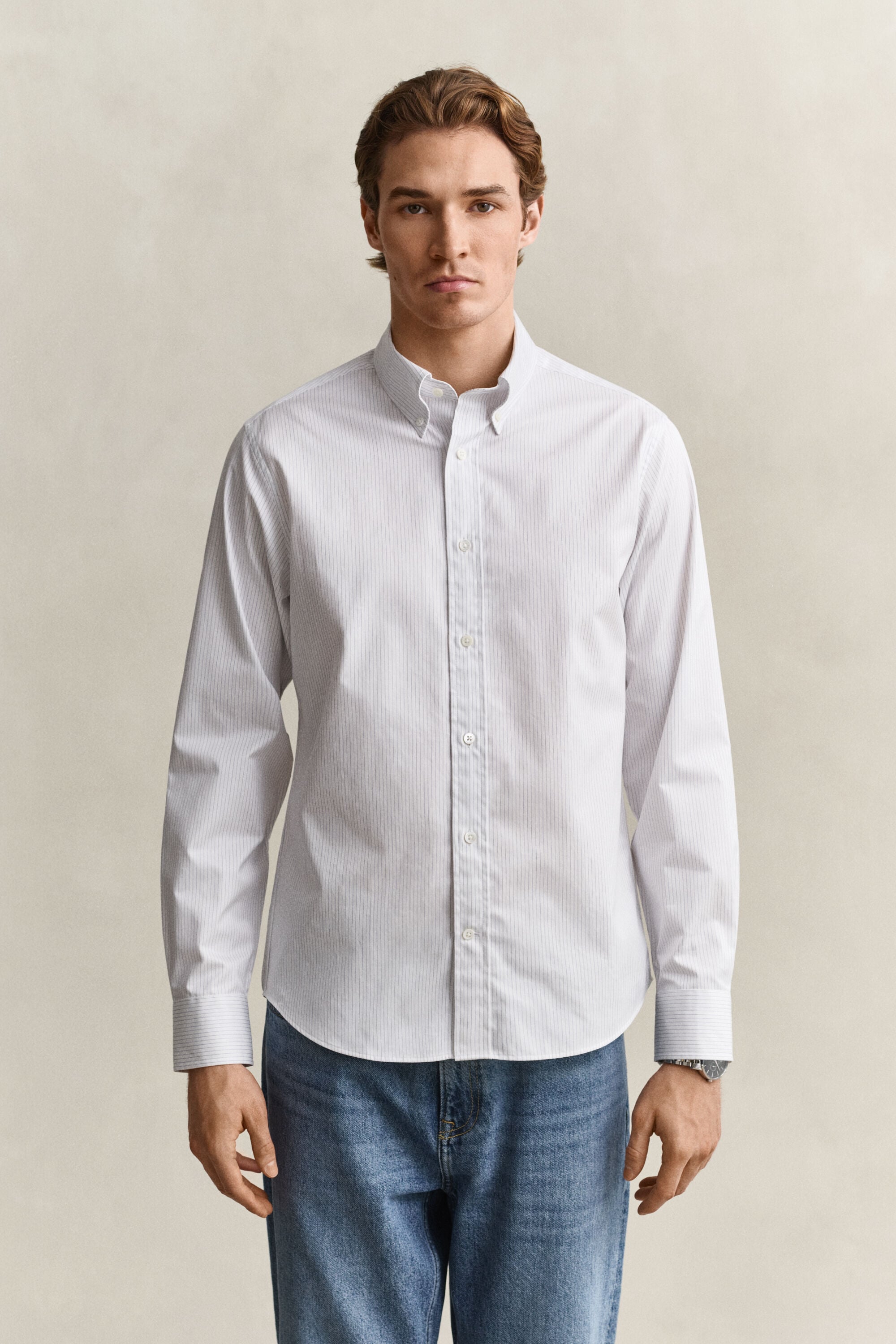 Stribet elegant skjorte i twill