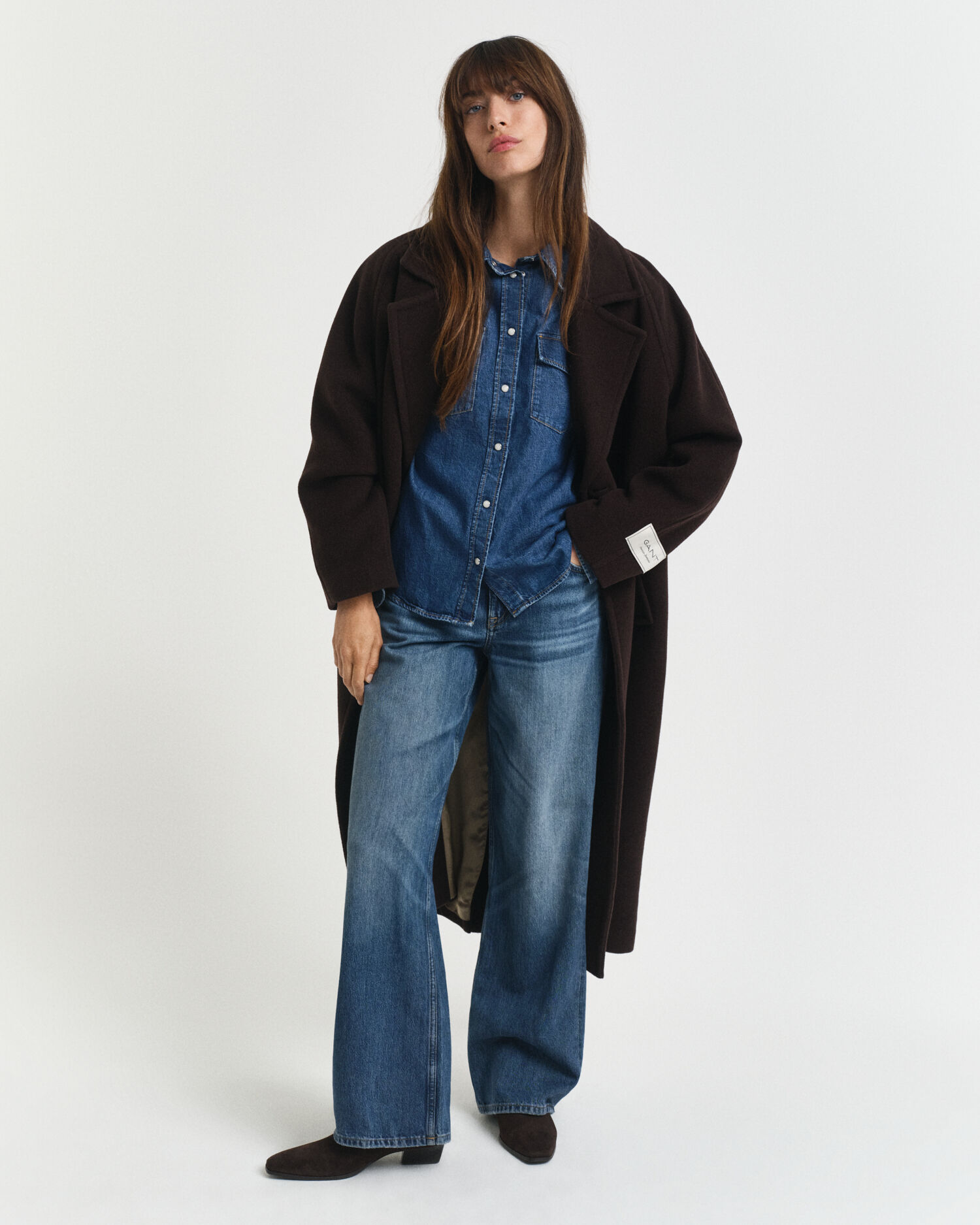 Regular fit denim-skjorte med pufærmer