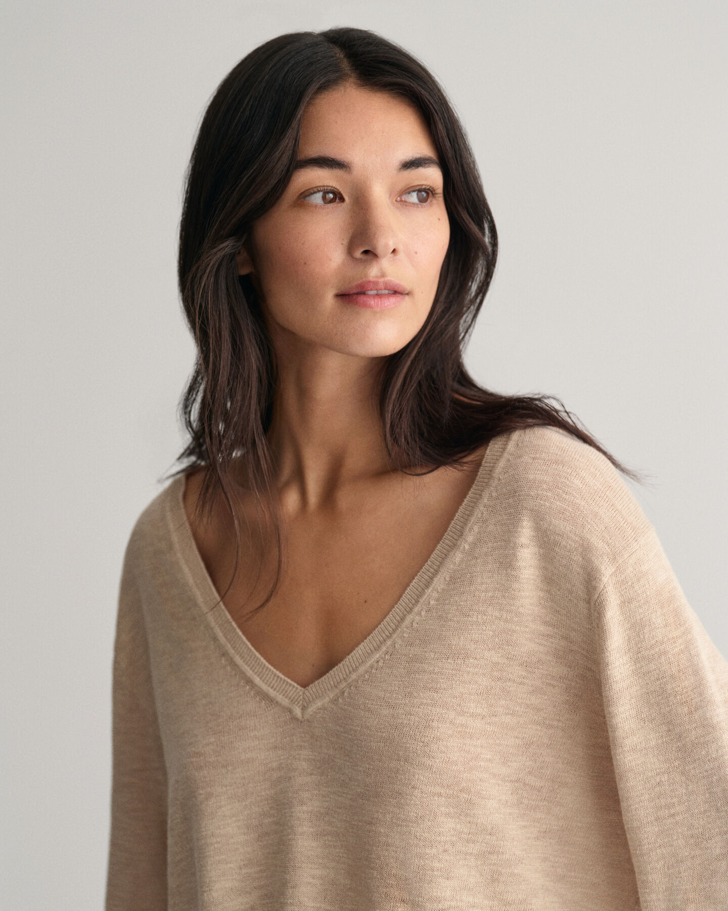 Linen Blend V-Neck Sweater