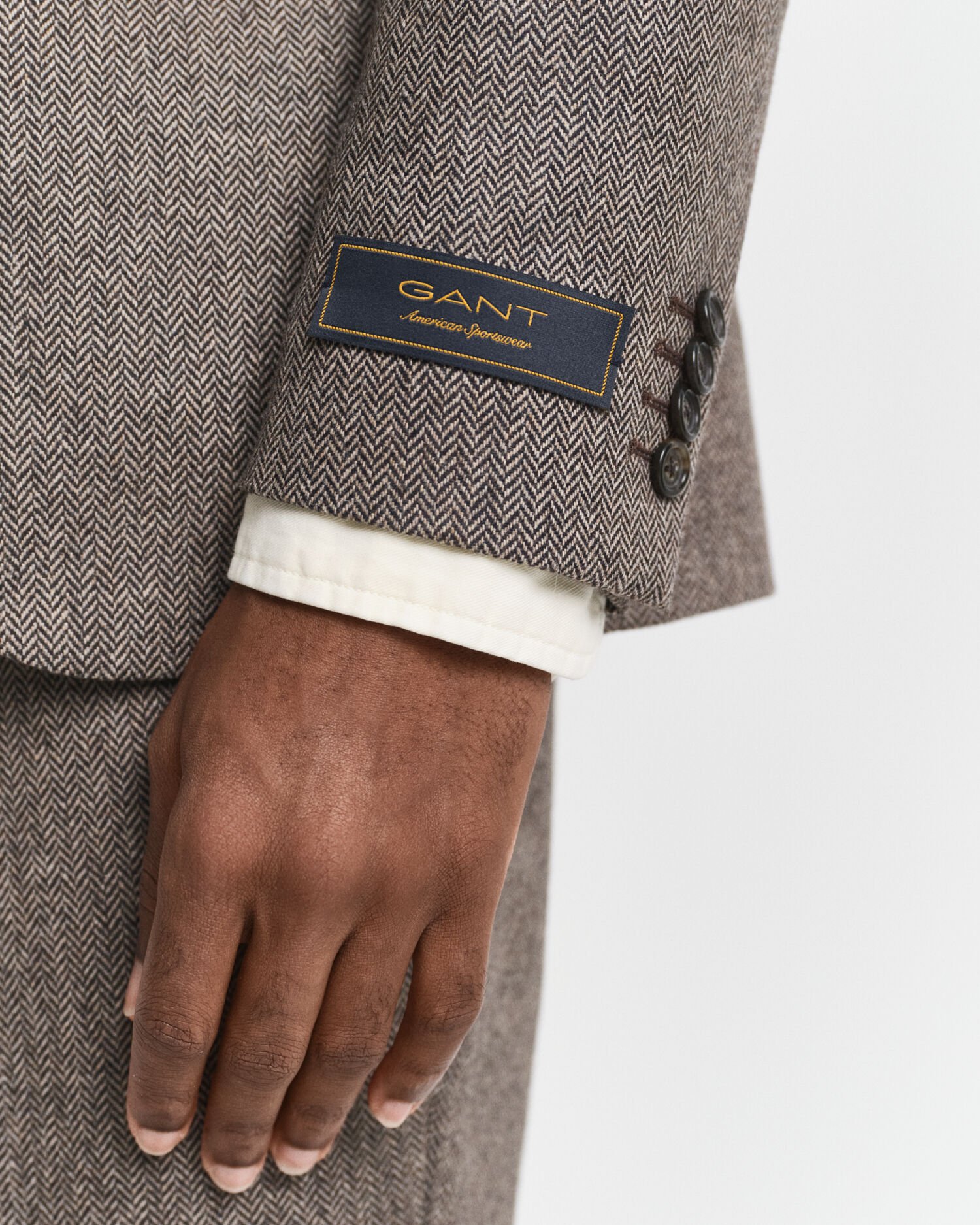 Slim fit jakkesæt-jakke i sildebensmønstret flannel