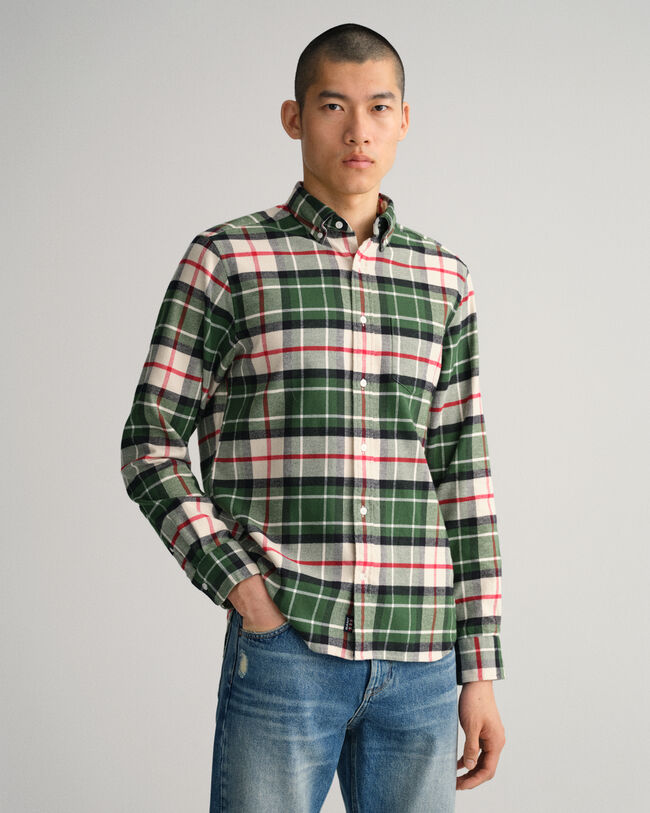 Regular fit skjorte af flannel med skotsktern