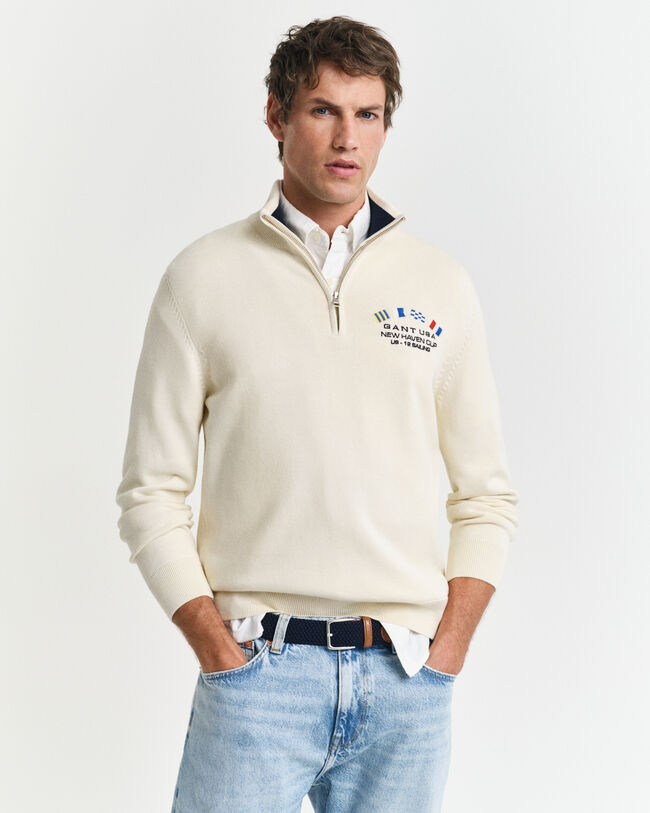 Nautical Flags sweater med halv lynl&aring;s