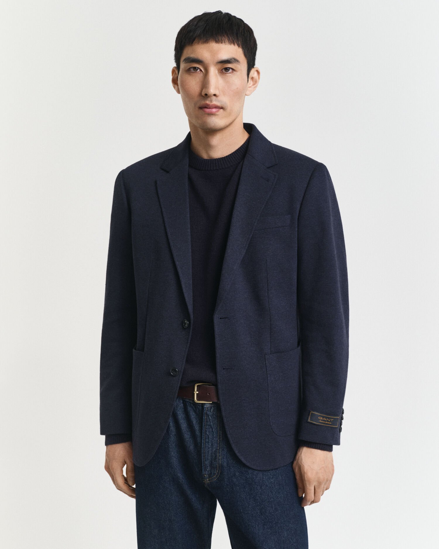 Slim fit tofarvet jersey piqué blazer