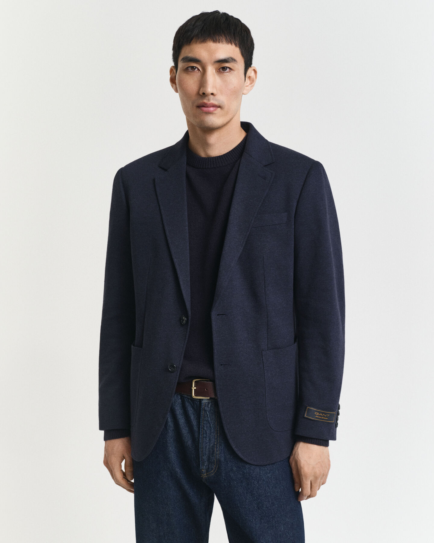 Slim fit tofarvet jersey piqué blazer