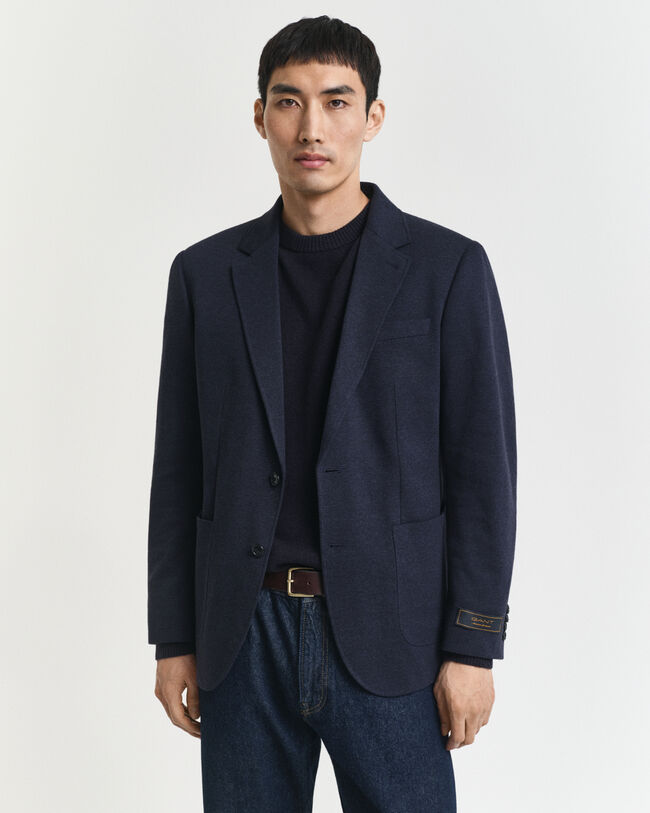 Slim fit tofarvet jersey piqué blazer