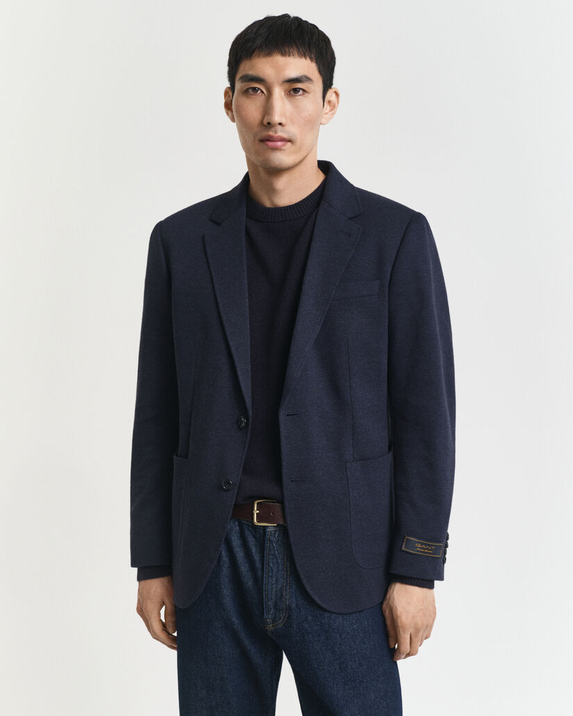 Slim fit tofarvet jersey piqué blazer