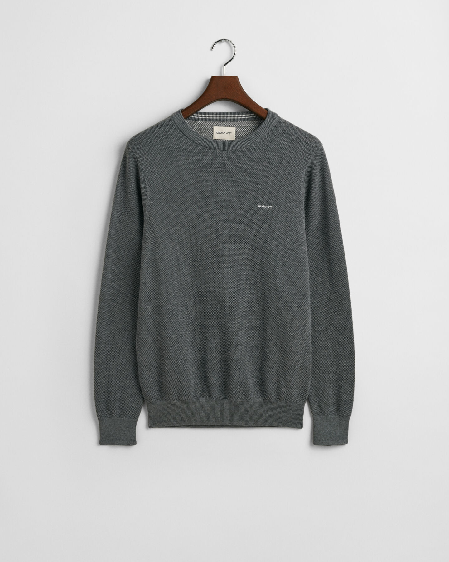 Crewneck sweater af bomuldspiqué