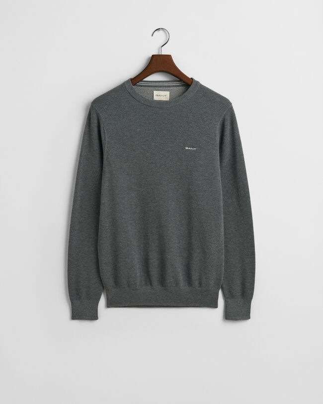 Crewneck sweater af bomuldspiqué