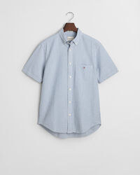 Regular fit stribet seersucker skjorte med korte ærmer