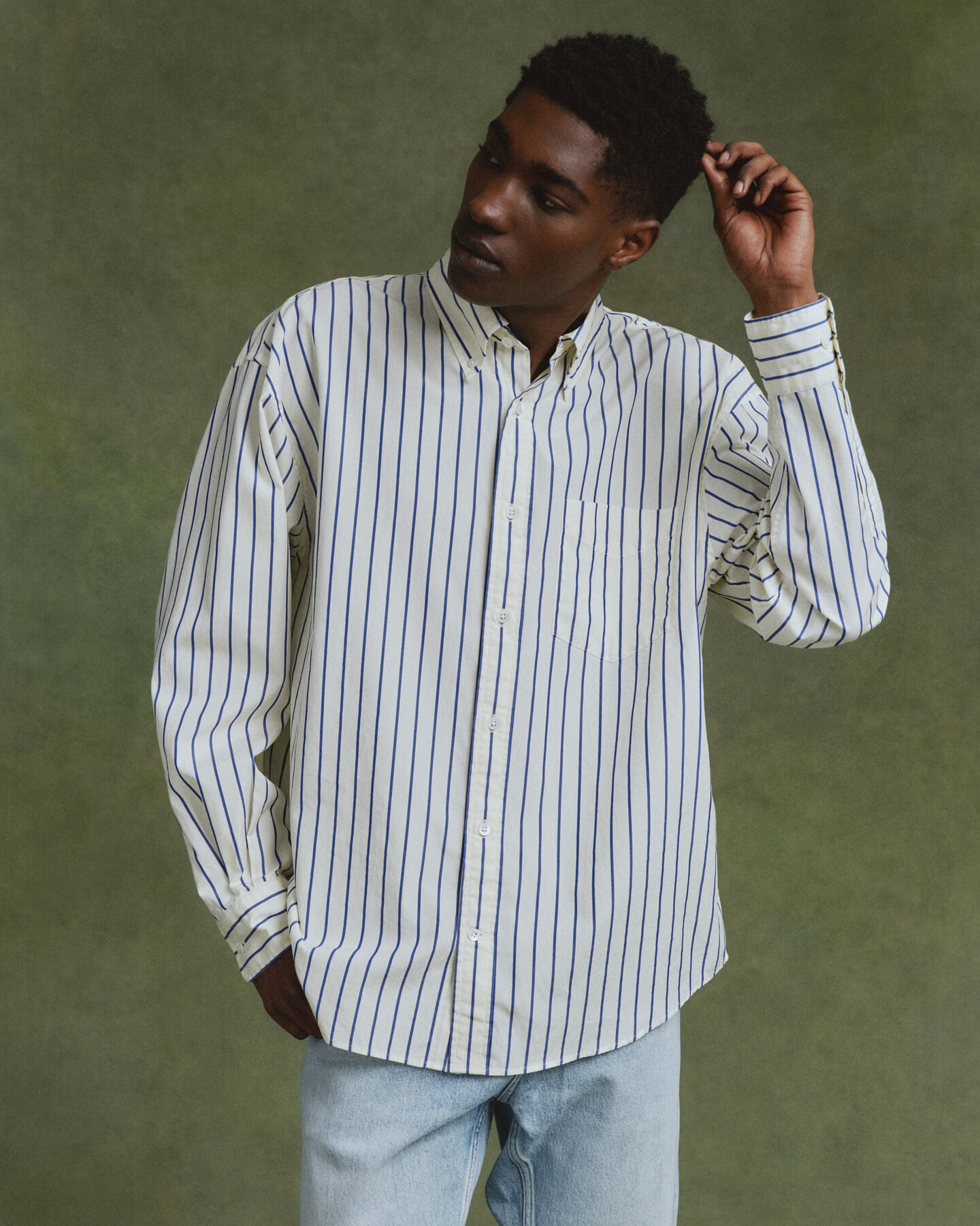 Oversize poplinskjorte med striber