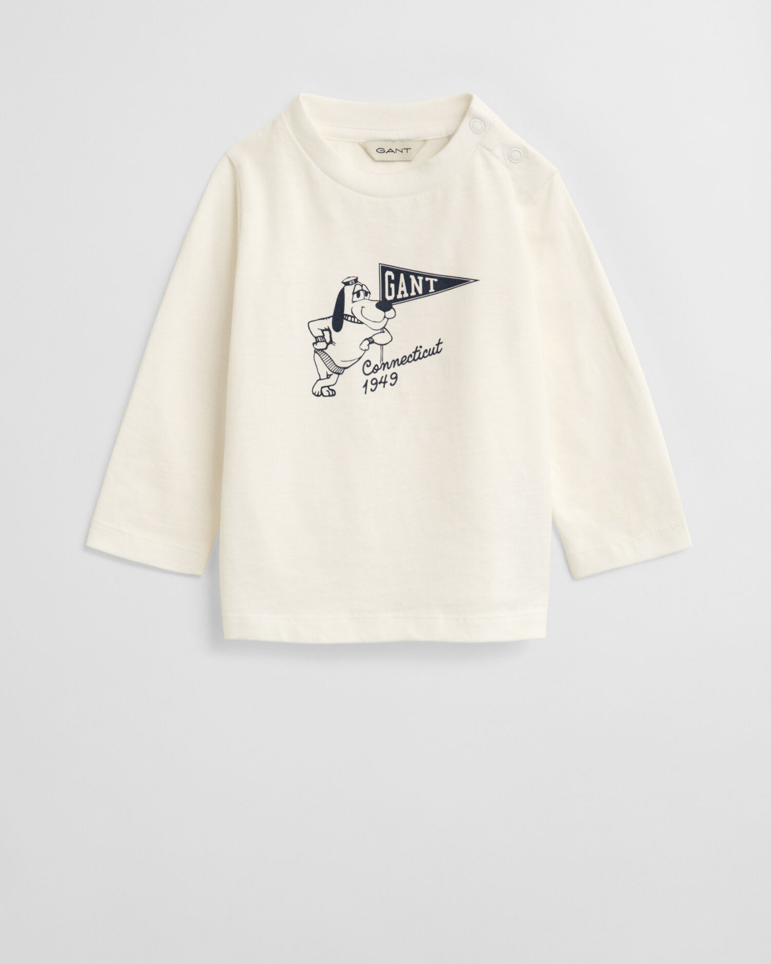 Baby langærmet skjorte med grafisk hundetryk