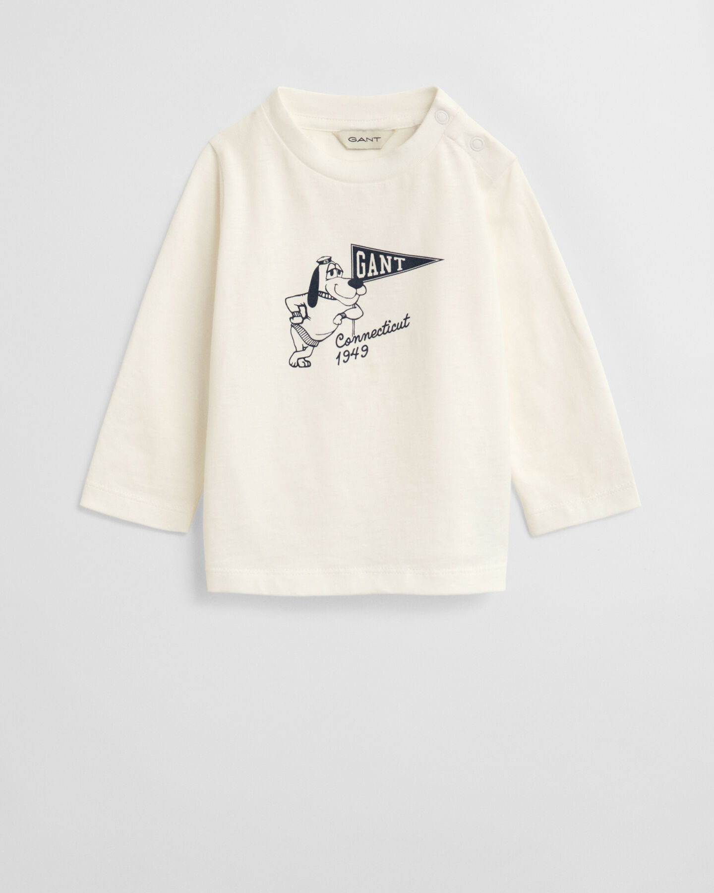 Baby langærmet skjorte med grafisk hundetryk