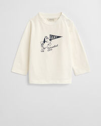 Baby langærmet skjorte med grafisk hundetryk