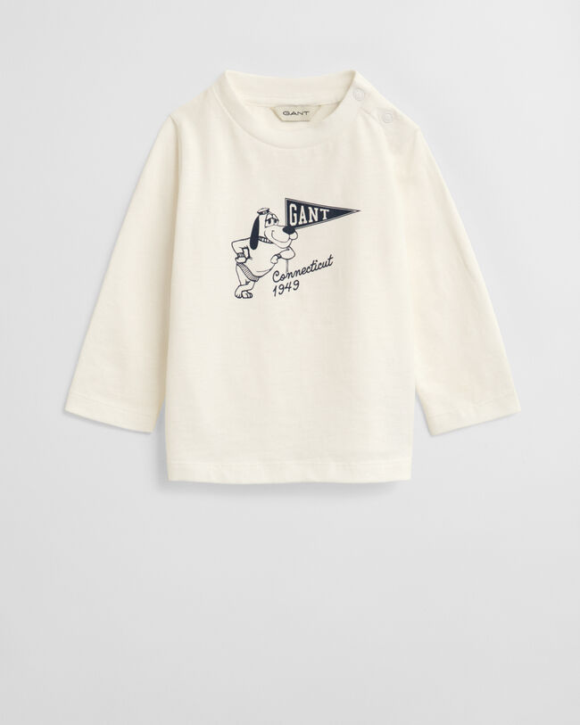 Baby langærmet skjorte med grafisk hundetryk