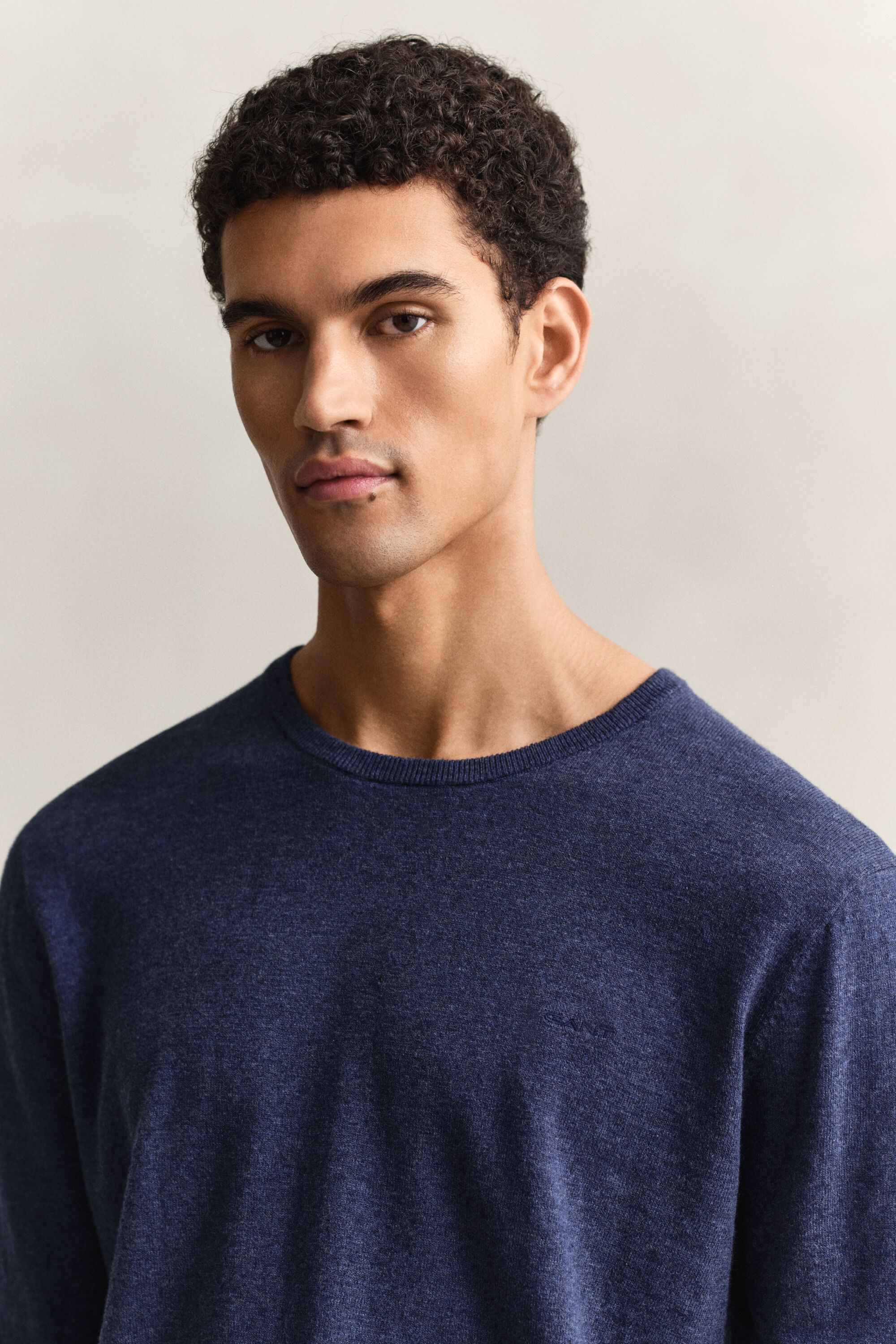 Sweater i nopret bomuldsblanding