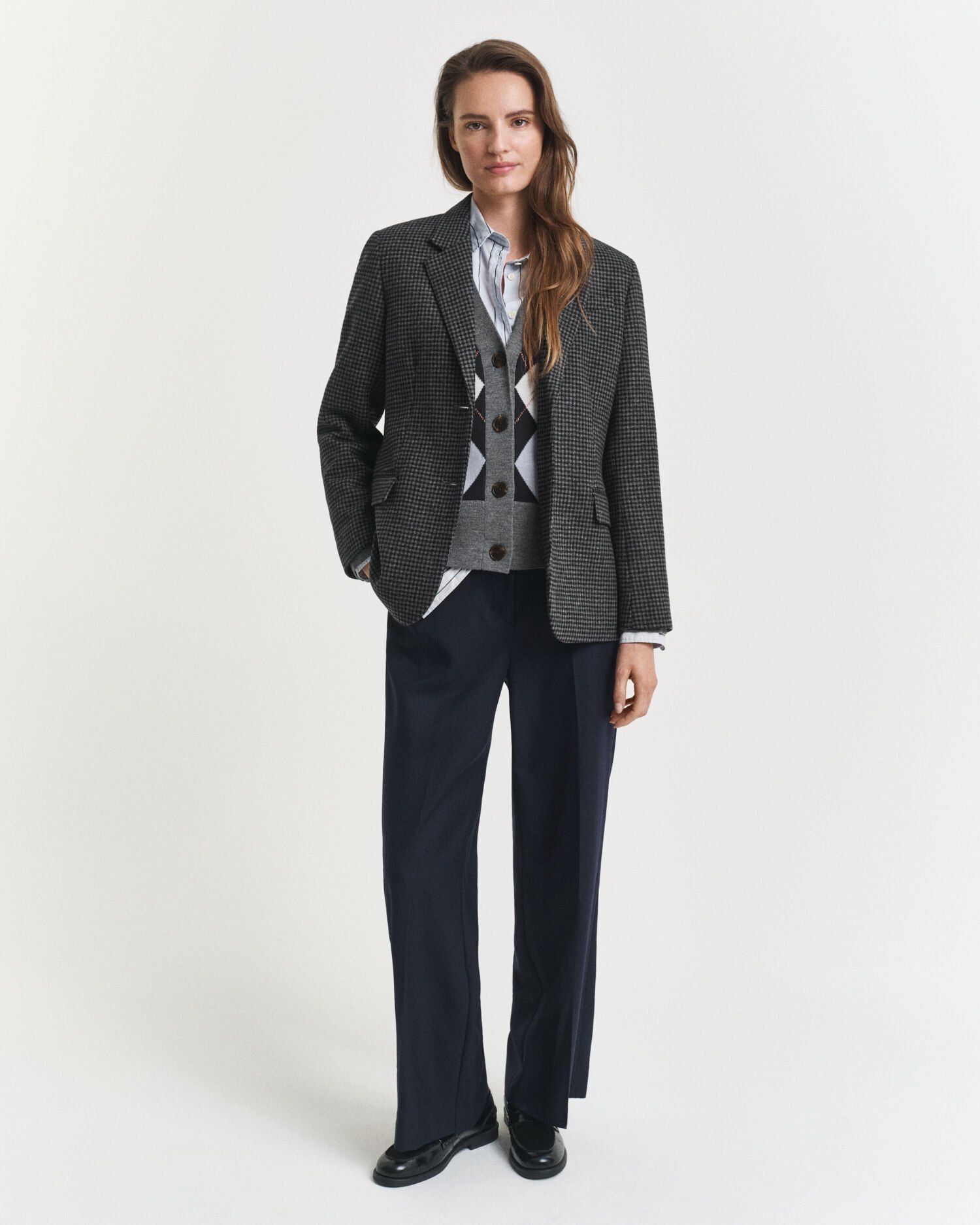 Regular fit houndstooth blazer i uld