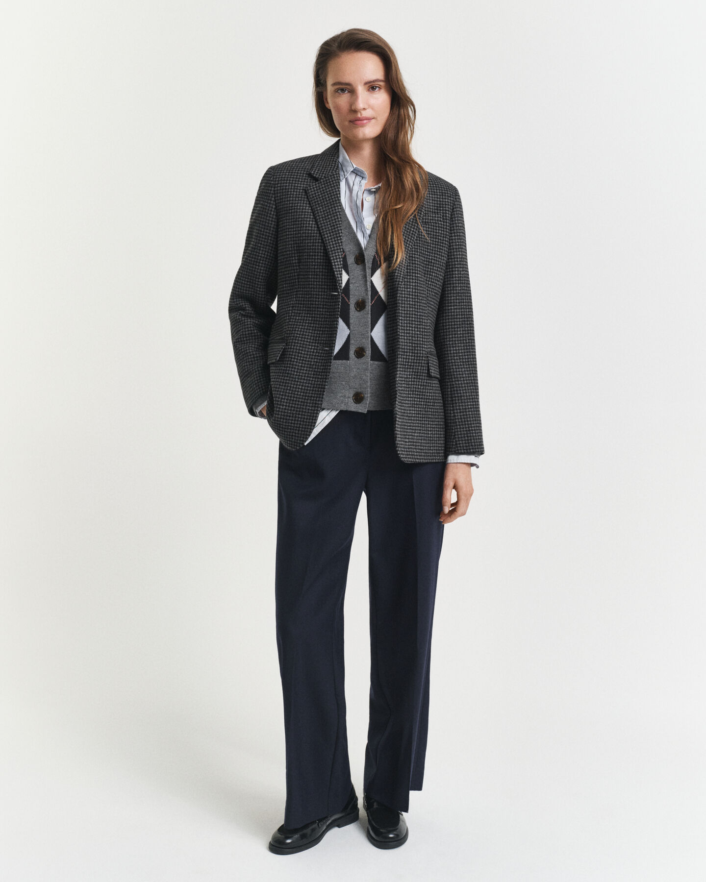 Regular fit houndstooth blazer i uld
