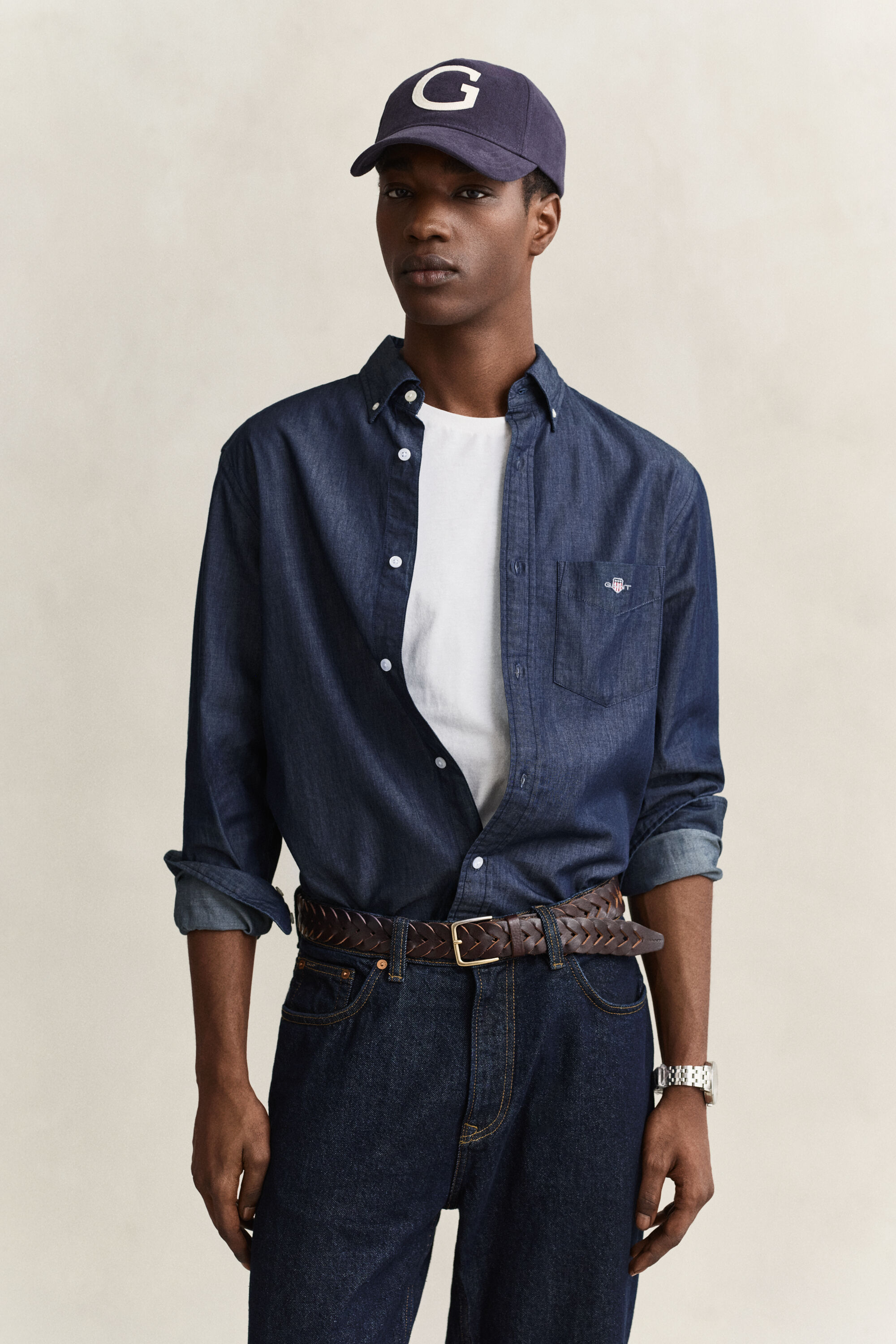 Regular fit indigo-skjorte