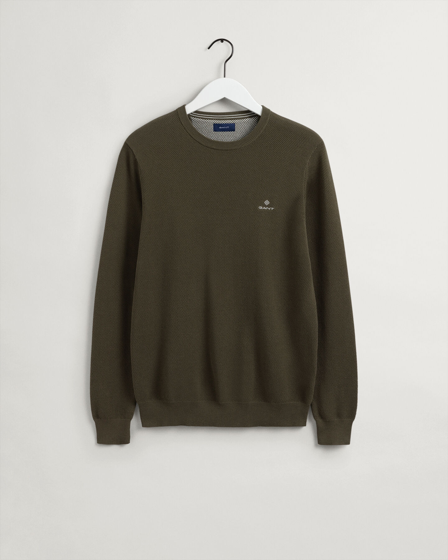Crewneck sweater af bomuldspiqu&eacute;