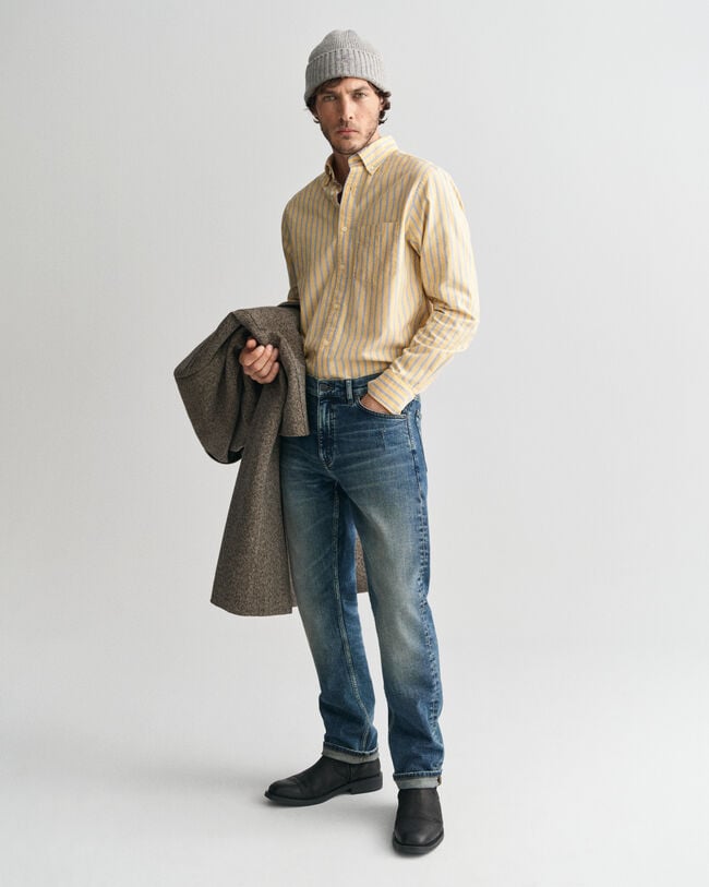 Regular fit stribet Archive Oxford-skjorte