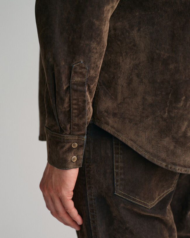 Oversized Rodeo skjorte af velouriseret fl&oslash;jl