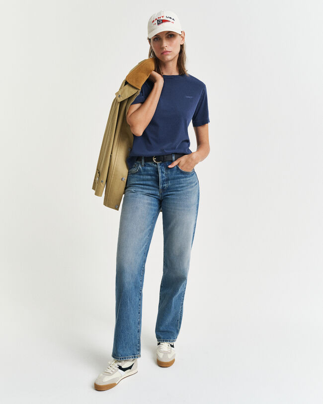 Sunfaded T-shirt med crewneck