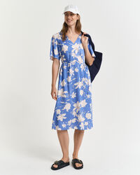 Kortærmet kjole med blomstertryk
