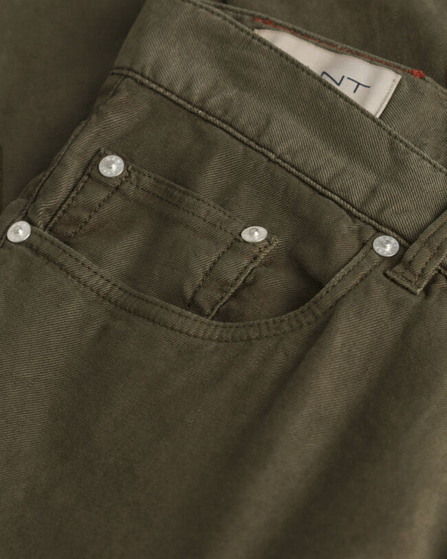 Slim fit jeans af bomuld og h&oslash;r