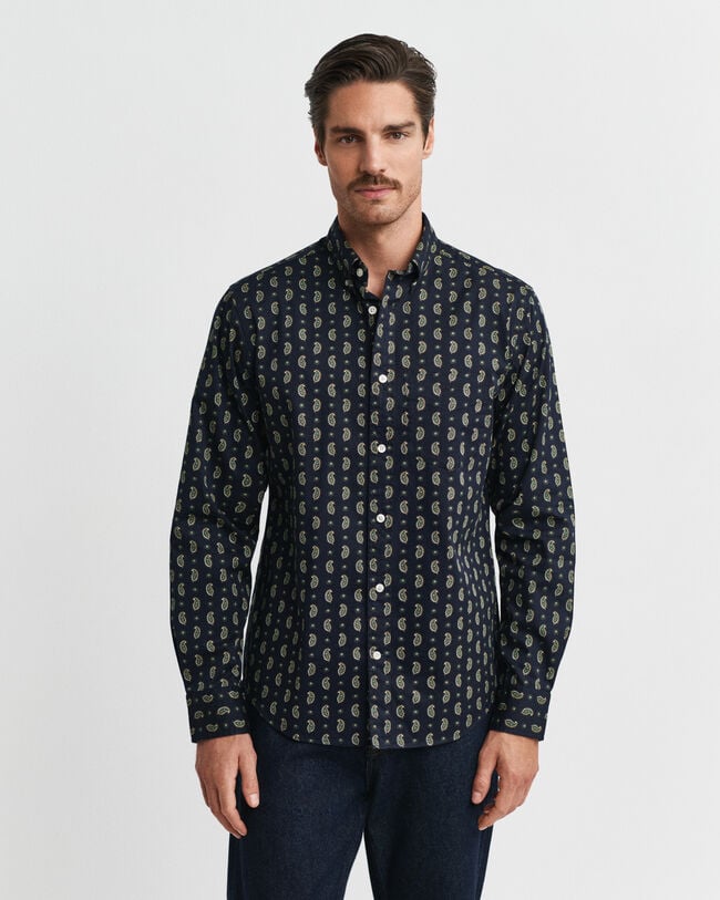 Regular fit twill-skjorte med paisley-tryk