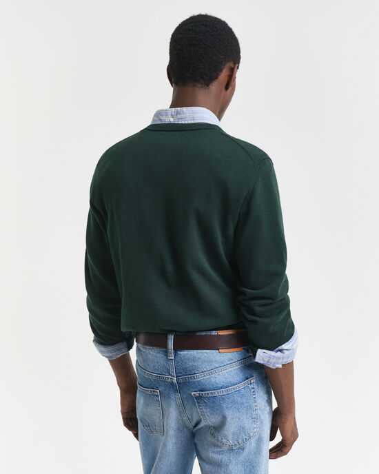 Klassiske sweater i bomuld med V-hals