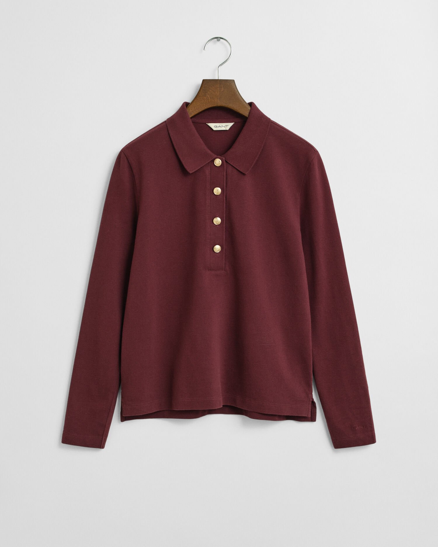 Langærmet piqué poloskjorte