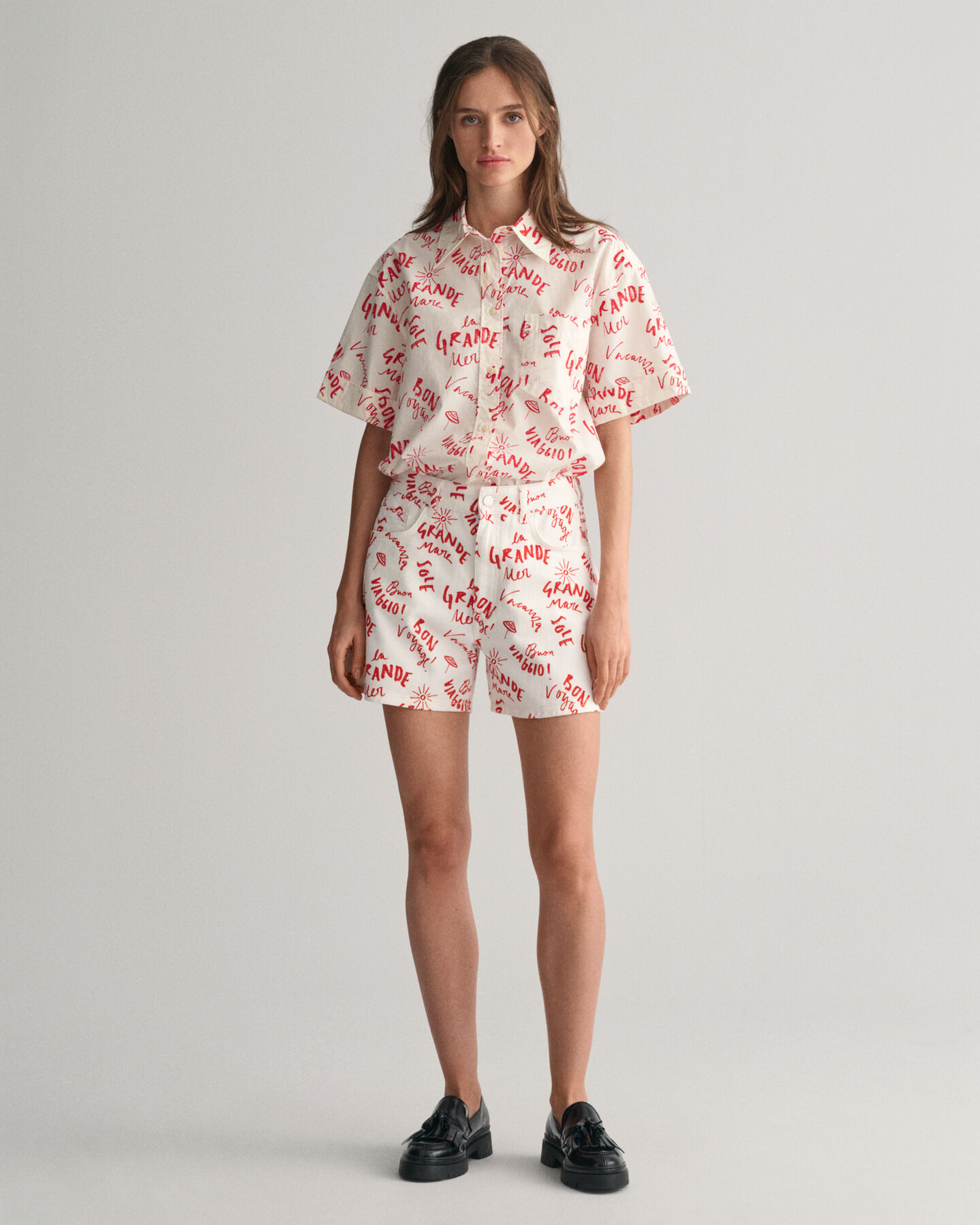 Shorts med teksttryk