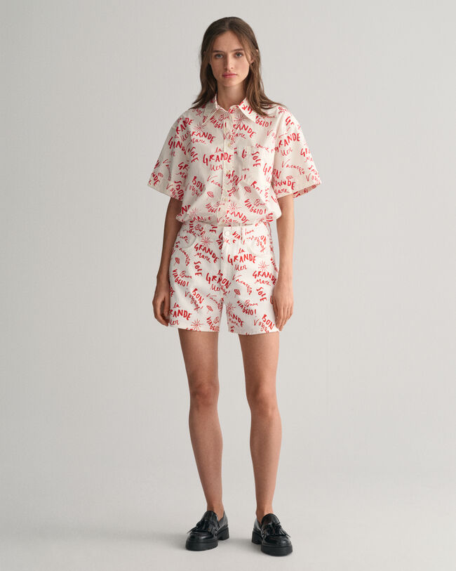 Shorts med teksttryk