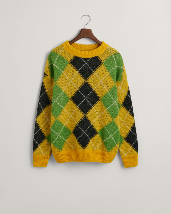 Dunet argyle sweater med crewneck