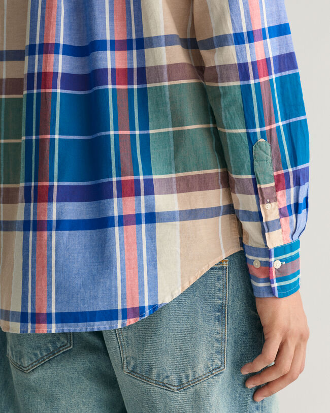 Regular fit indigo madras skjorte