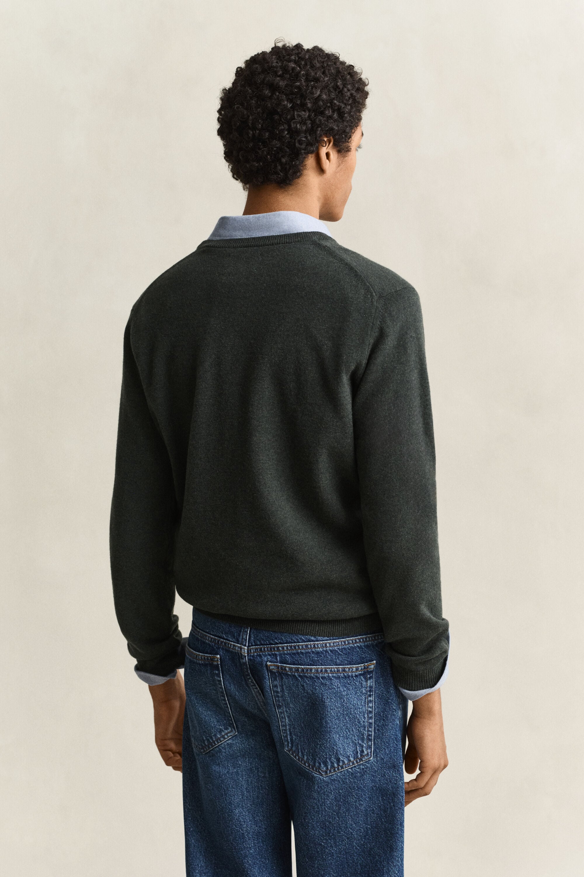 Sweater med V-hals i lammeuld