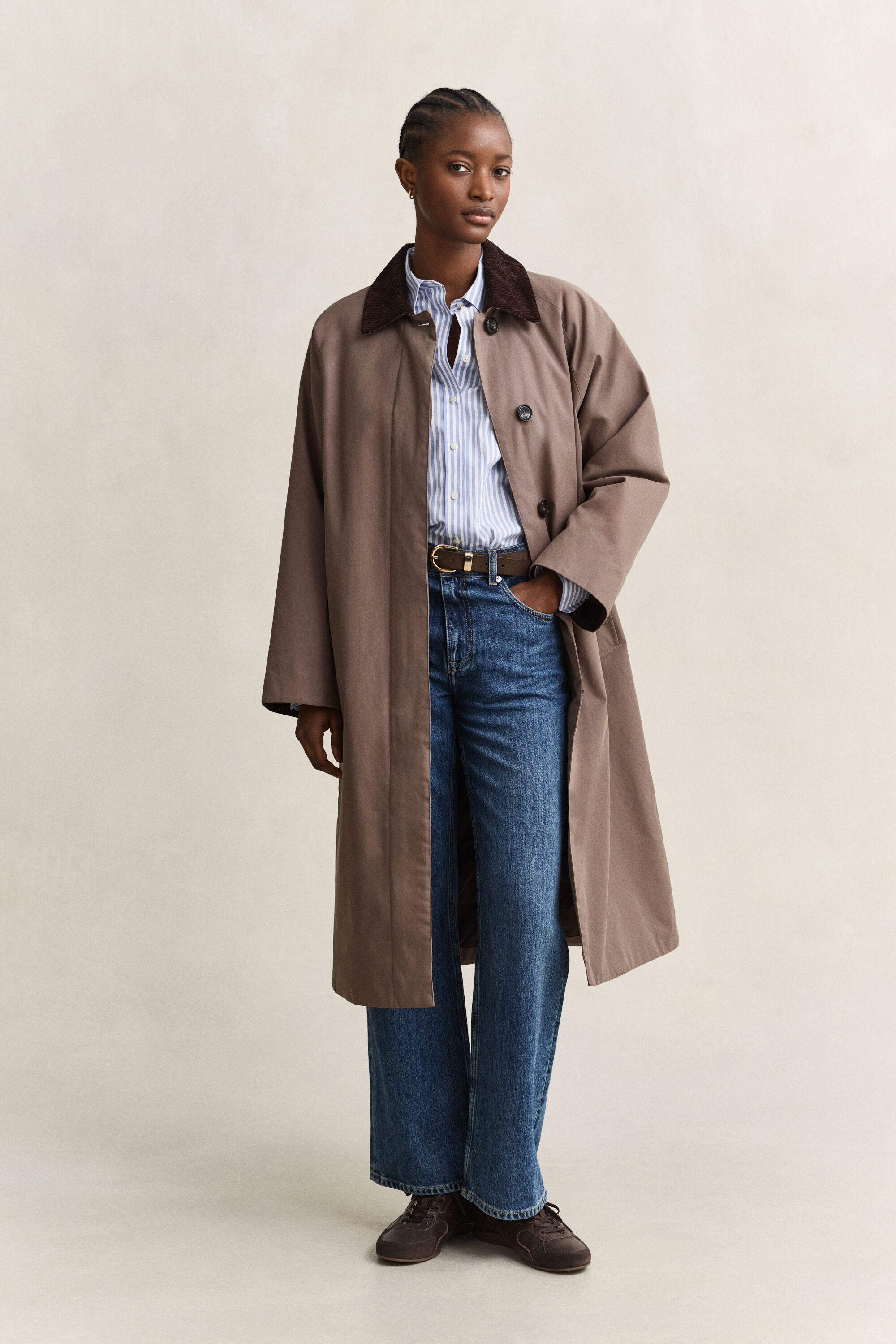 Regular fit stribet klassisk poplin-skjorte