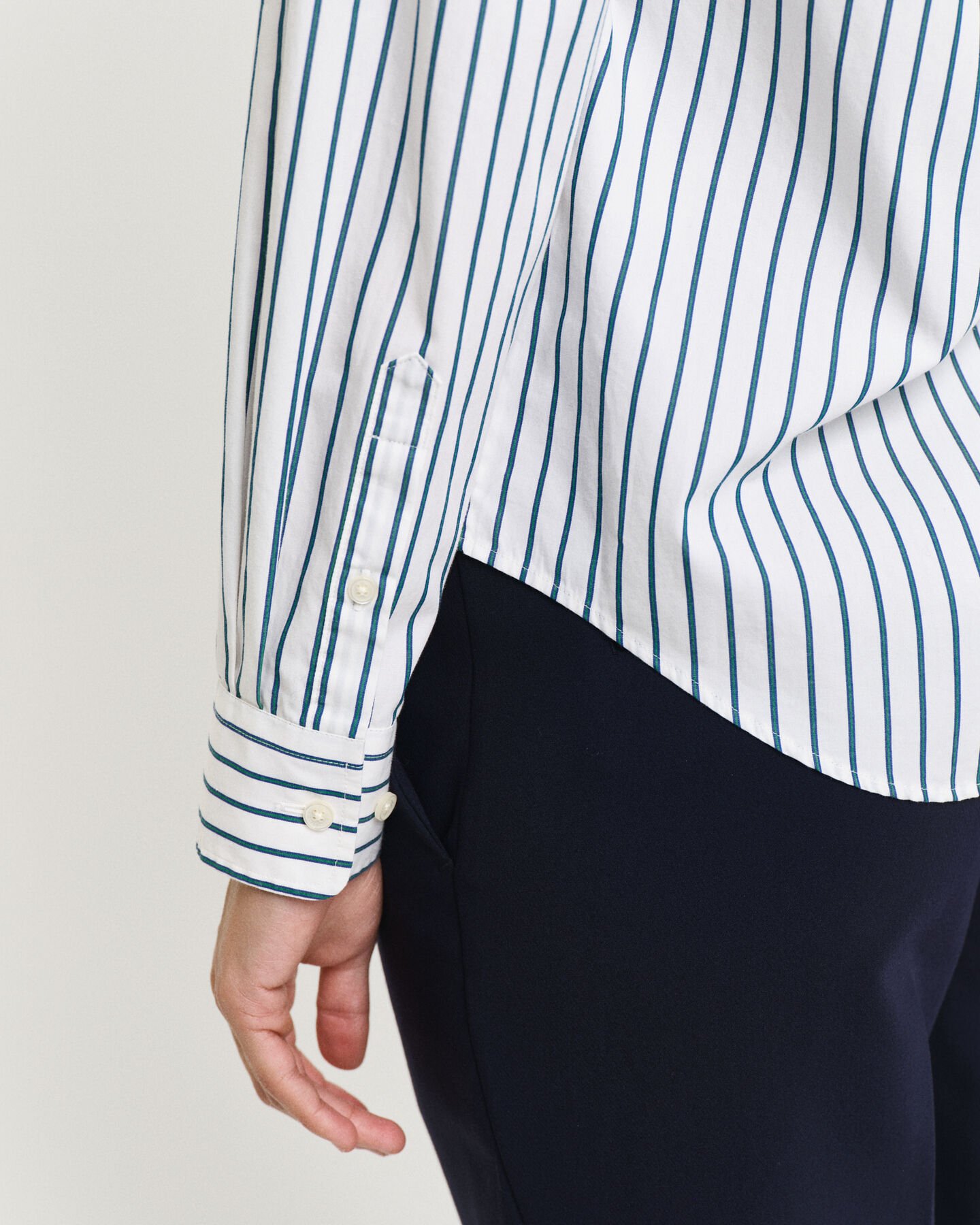 Regular fit klassisk stribet poplin-skjorte