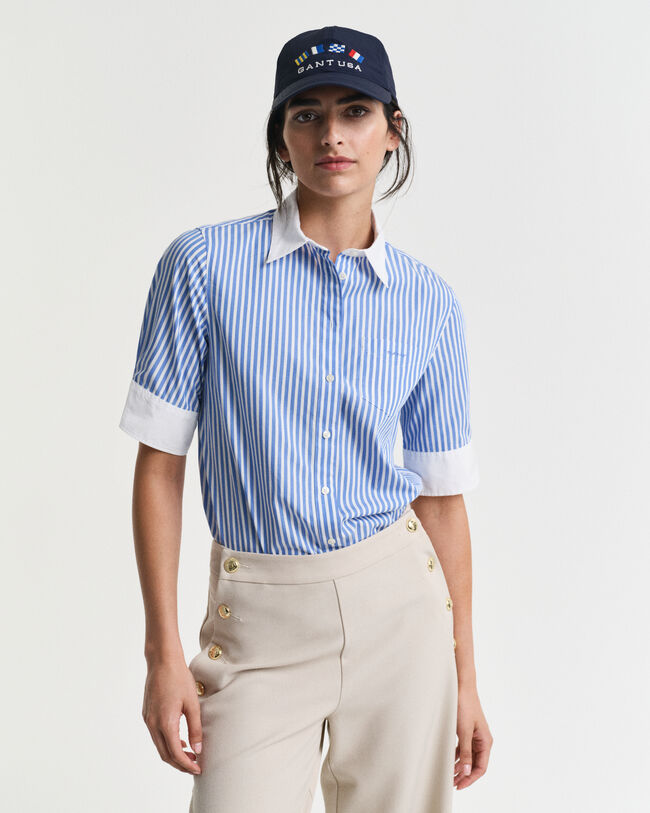 Regular fit stribet skjorte med kontrastfarver