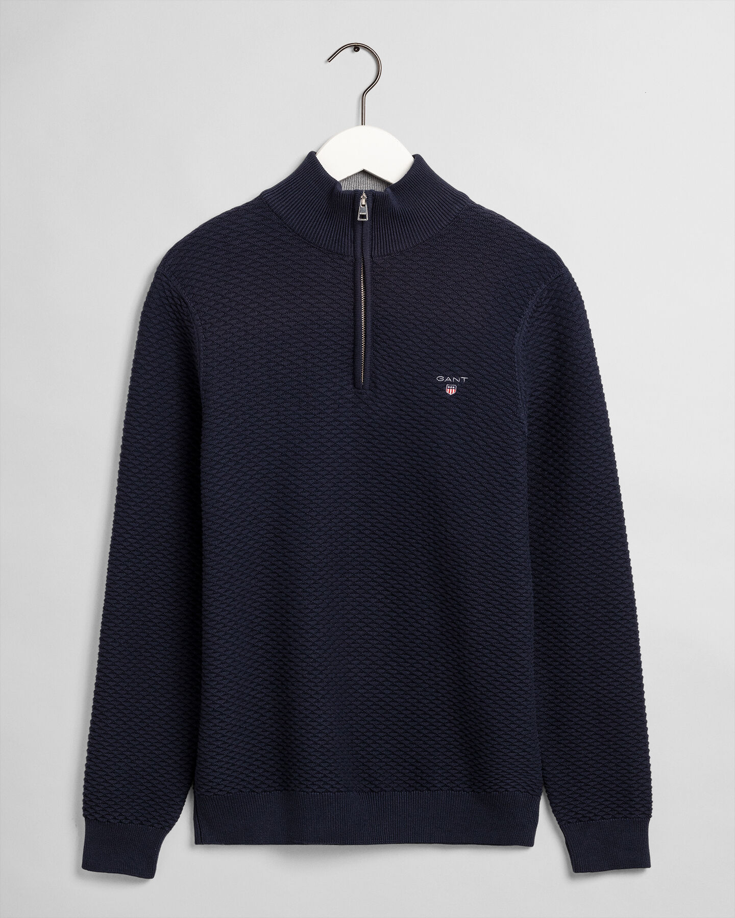 Triangle Texture sweater med halv lynlås