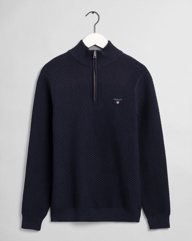 Triangle Texture sweater med halv lynlås